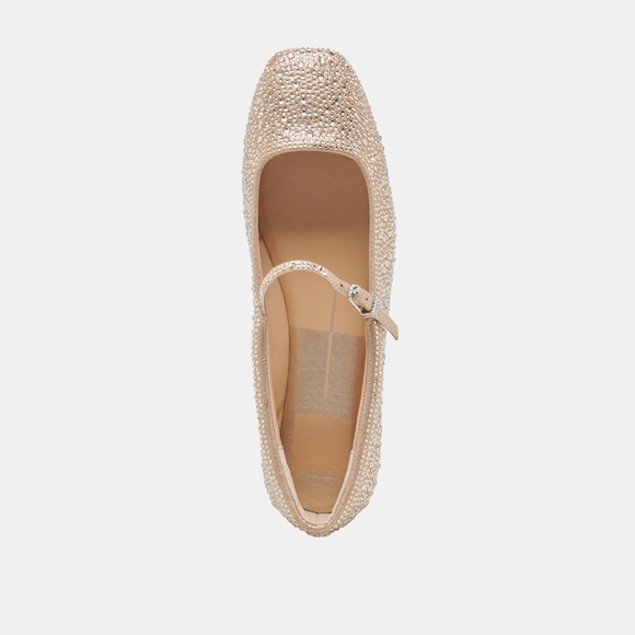 DOLCE VITA REYES CRYSTAL BALLET FLATS IN LIGHT GOLD 8.5 - Picture 5 of 12